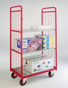 Narrow Aisle Truck with 1 Deck, 2 Ends & 2 Shelves Shelf Trolleys with plywood Shelves Shelf Trolleys | Shelf Trolley with Plywood Shelves | Multi Level Trolleys 55/2 Sided trolley.jpg